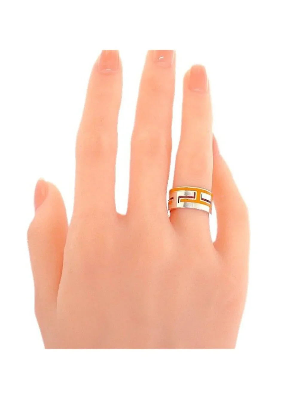 Hermes Move Ash Ring 53 925 Sterling Silver Orange